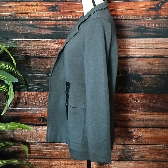 NWT Banana Republic Boyfriend Blazer M Gray Soft Knit Relaxed Jacket - Picture 5 of 11